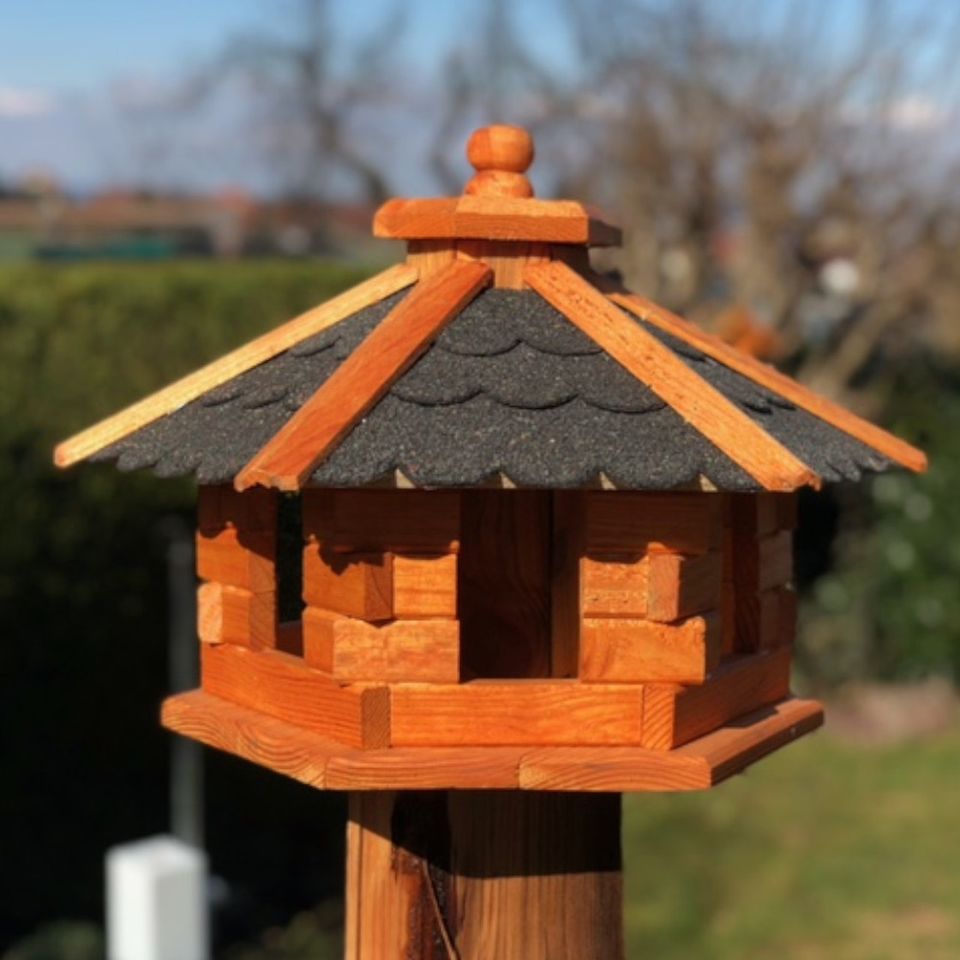 Vogelfutterhaus M Futterstelle Sechseck Vogelhaus aus Holz in Dresden