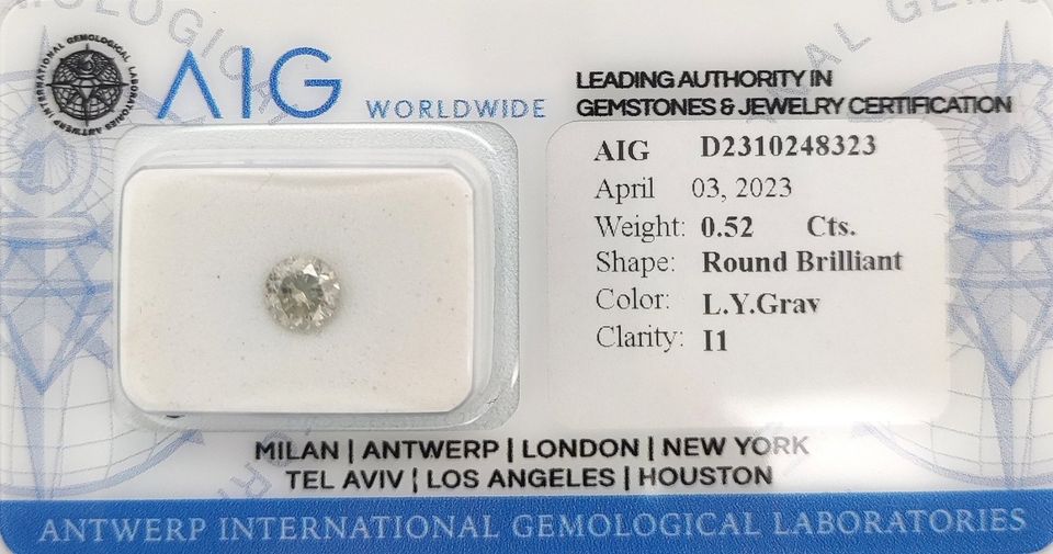 Diamant Brilliant 0,52 ct. L Y Grey I1 Nr.15 in Deggendorf