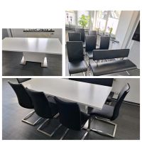 ‼️Esstisch 6 Stühle 1 Bank weiß schwarz Leder Edelstahl modern Thüringen - Bad Liebenstein Vorschau