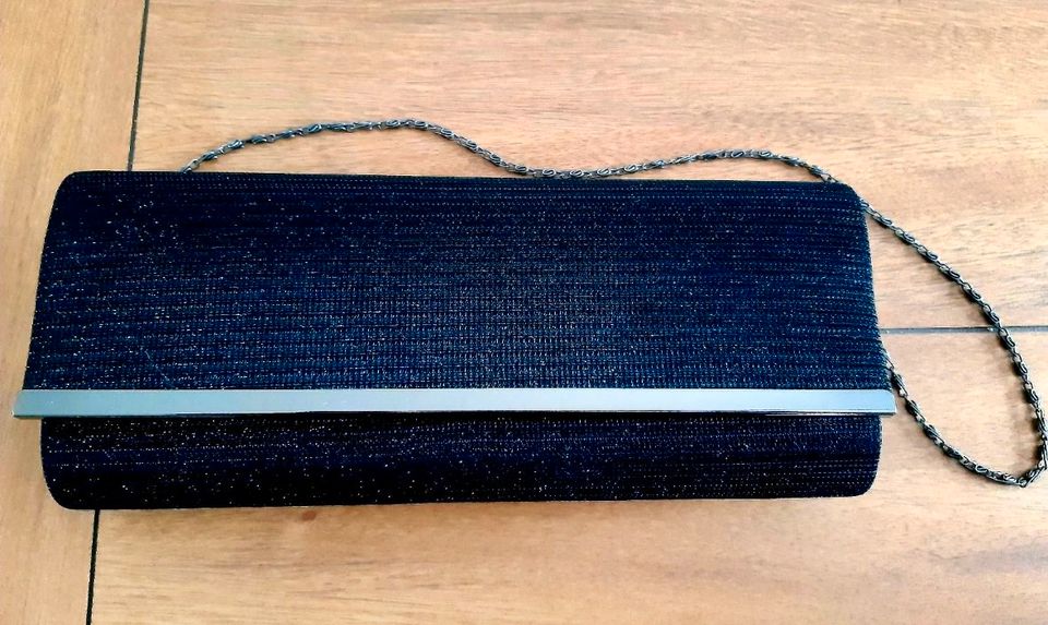 Clutch / Handtasche schwarz mit Silberglitzer in Niesky