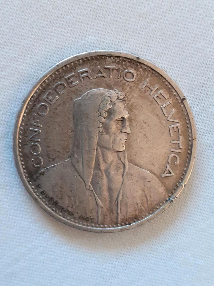 5 Schweizer Franken 1933 in Ertingen
