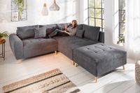 Design Ecksofa SCANDINAVIA 250cm anthrazit Microvelours Wohnlandschaft mit Hocker und Kissen Riess-Ambiente Hamburg Barmbek - Hamburg Barmbek-Süd  Vorschau