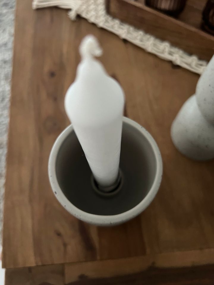 NEU 3 er Set Kerzenhalter Vase Betonoptik Hand Kerzenständer in Salzkotten