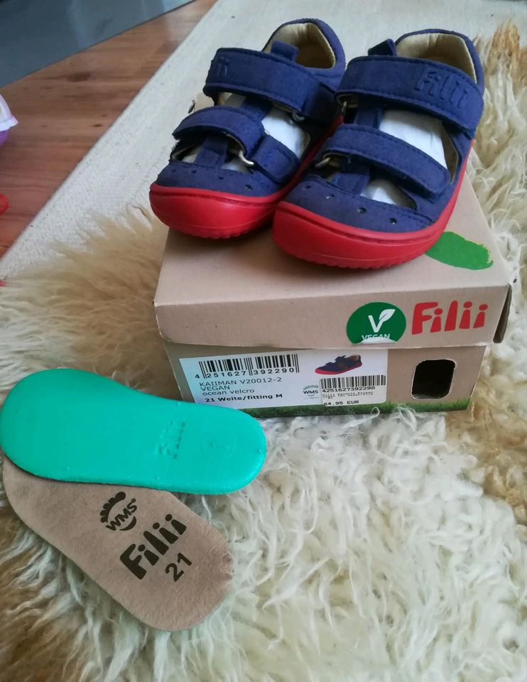 Filii Kaiman Kaiiman  barfuß sandalen rot blau 21 ovp, wie neu in Sarstedt