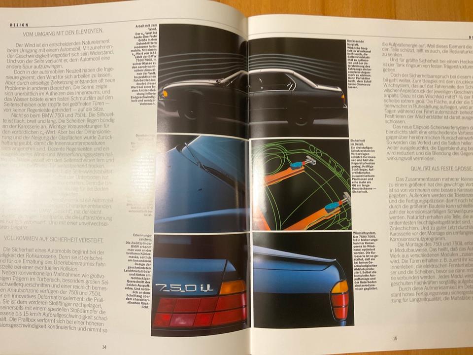 BMW Prospekt 750i / iL E23 von 1987 aus Sammlung Top Zustand in Nandlstadt