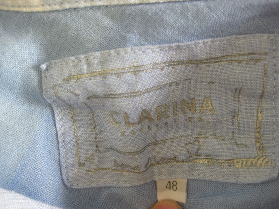 Leinen Bluse, blau weiß, Lagenlook, Clarina, Gr. 48, leicht, weit in Ratzeburg