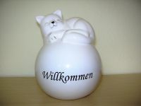 Katze weiß auf Willkommen Kugel Keramik neu Niedersachsen - Lilienthal Vorschau
