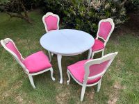 Vintage Stilmöbel Esstisch ausziehbar + 4 Stühle rosa Samtbezug Wurster Nordseeküste - Dorum Vorschau