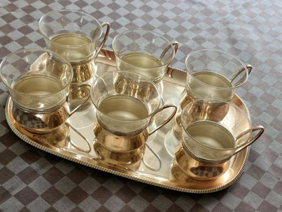 Teeservice Silber Teegläser Gläser Service versilbert  60er Jahre in Stolberg (Rhld)