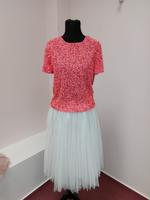 Tüllrock mit Paillettenbluse in weiß/koralle, Gr. 32/34 von asos Niedersachsen - Ankum Vorschau