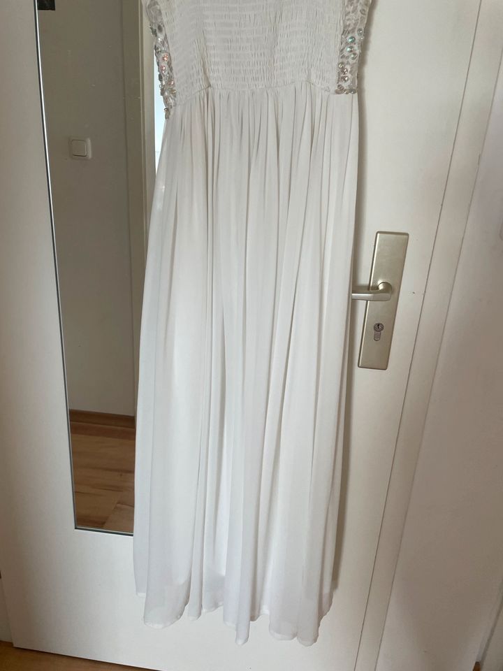 Ballkleid/ Abendkleid weiß mit Steinen Gr.L in Nittenau