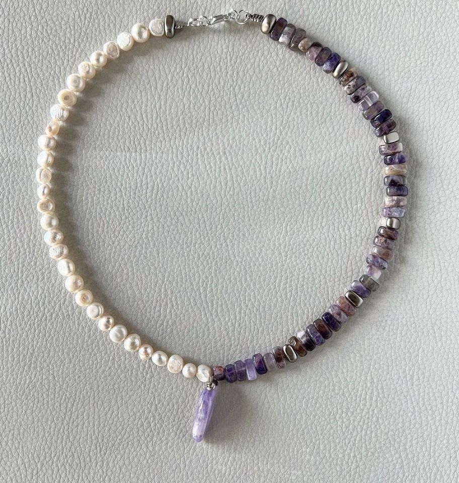 Perlen Amethyst Kette naturstein in Oberhausen