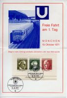 Gedenkblatt "Freie Fahrt am 1. Tag" U-Bahn-Eröffnung München 1971 Niedersachsen - Weyhe Vorschau