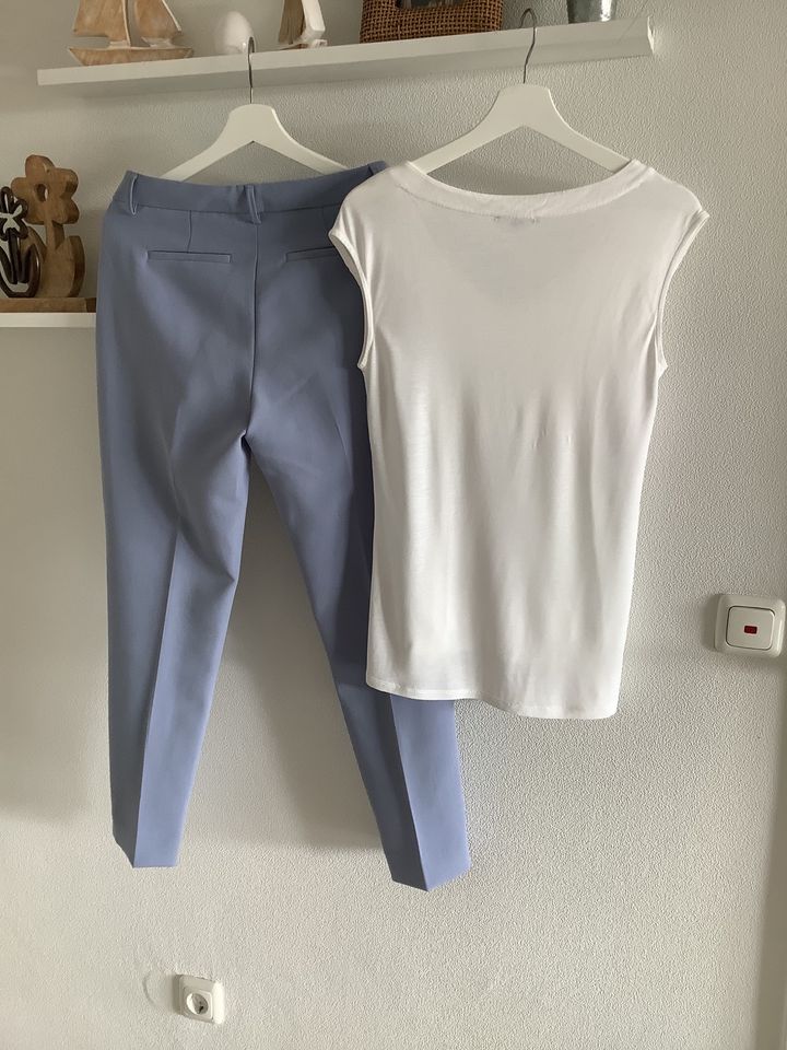 Opus Hose Gr. 36 Hellblau + Shirt Comma Weiß Creme in Bochum