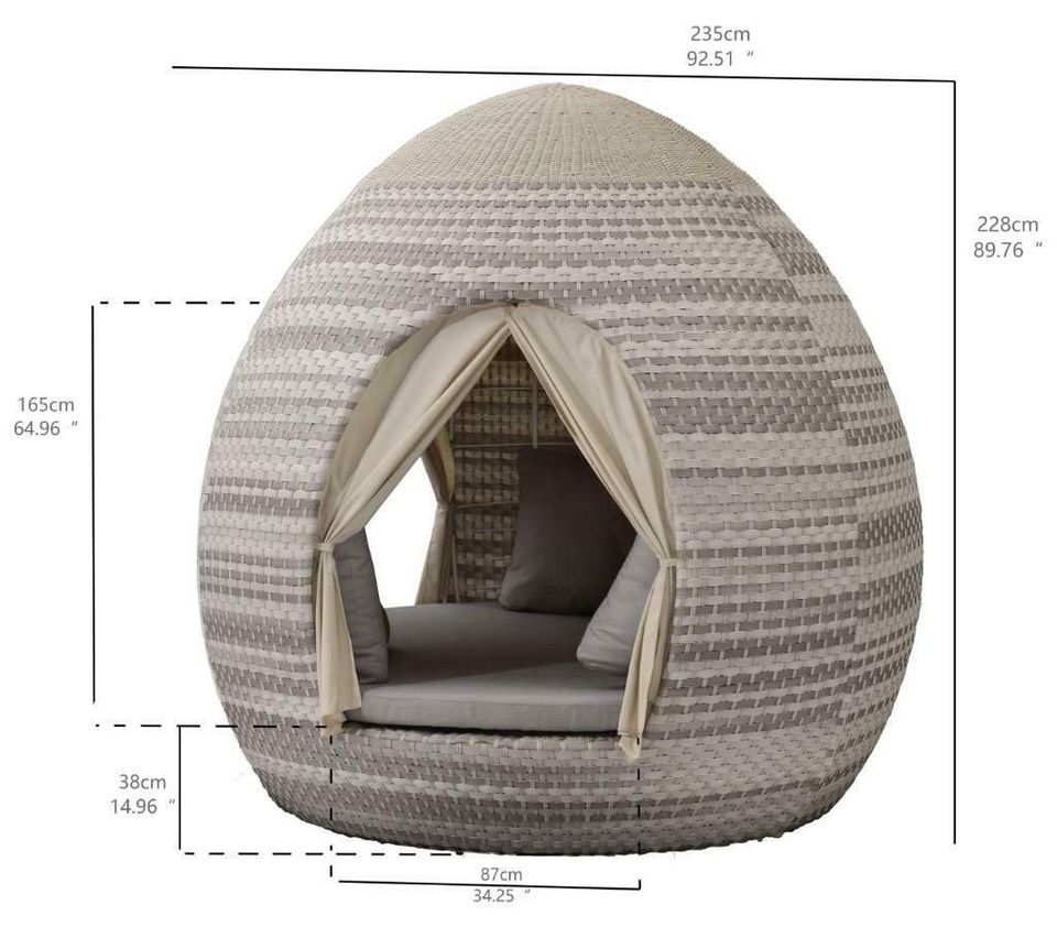 Liegeinsel Egg Daybed Cubu Cream mit Vorhängen - 360°-Drehtechnik in Heiligenstedten