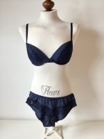 Lingerie Set Oberteil Hose dunkel  blau glänzend Satin Spitze S Bayern - Ustersbach Vorschau