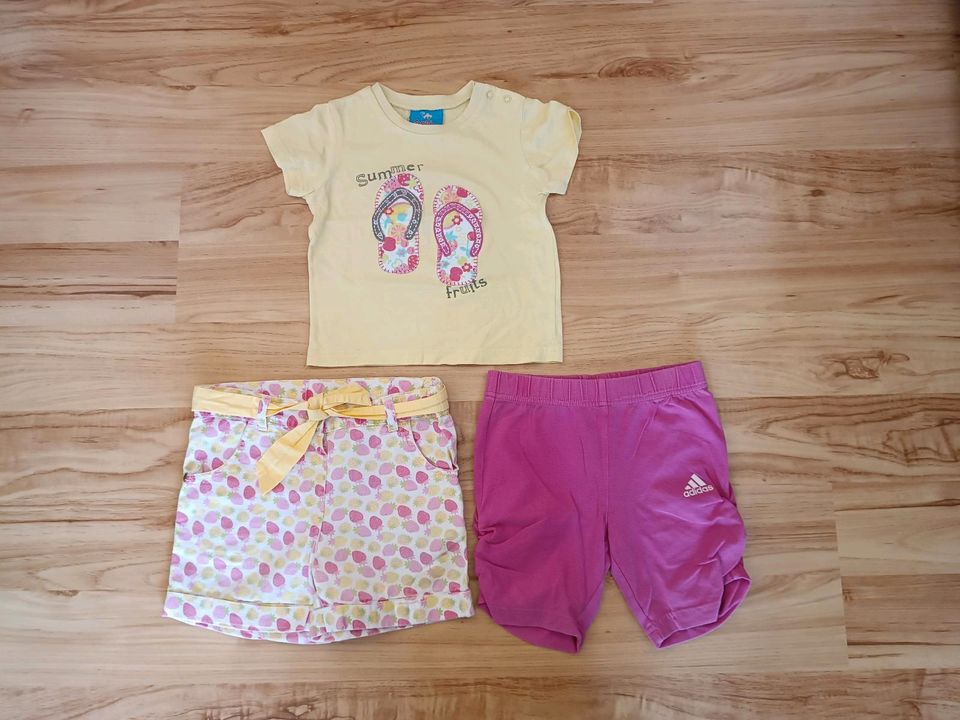 Mädchen Sommer-Set Gr. 92, 3-teilig, T-Shirt, Shorts, so süß in Kusel