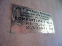 2 RFT Kompaktboxen B 9251 / 35 Watt / 4 Ohm VEB Stern-Radio Dresden - Bühlau/Weißer Hirsch Vorschau