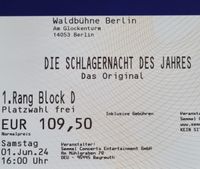 Biete 1x Ticket Die Schlagernacht des Jahres Berlin 01.06.24 Sitz Friedrichshain-Kreuzberg - Kreuzberg Vorschau