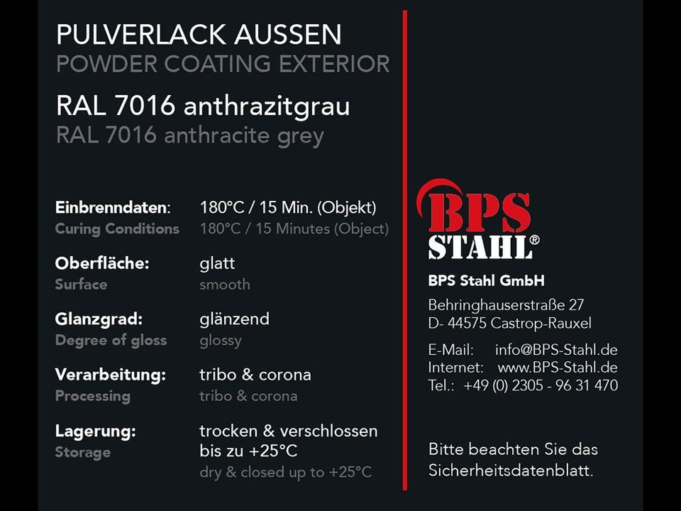 Pulverlack 1 L RAL 7016 anthrazit glänzend Beschichtungspulver in Castrop-Rauxel