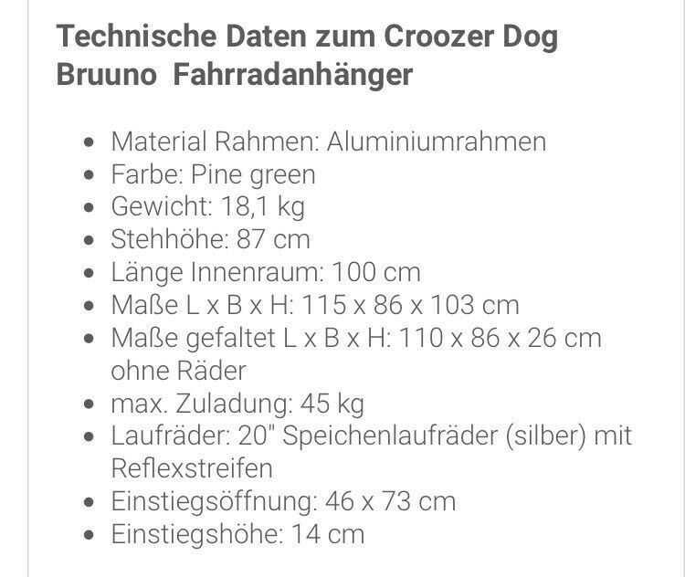 Zu vermieten Croozer Dog Bruuno XXL Hundeanhänger  mit Buggyset in Rickling