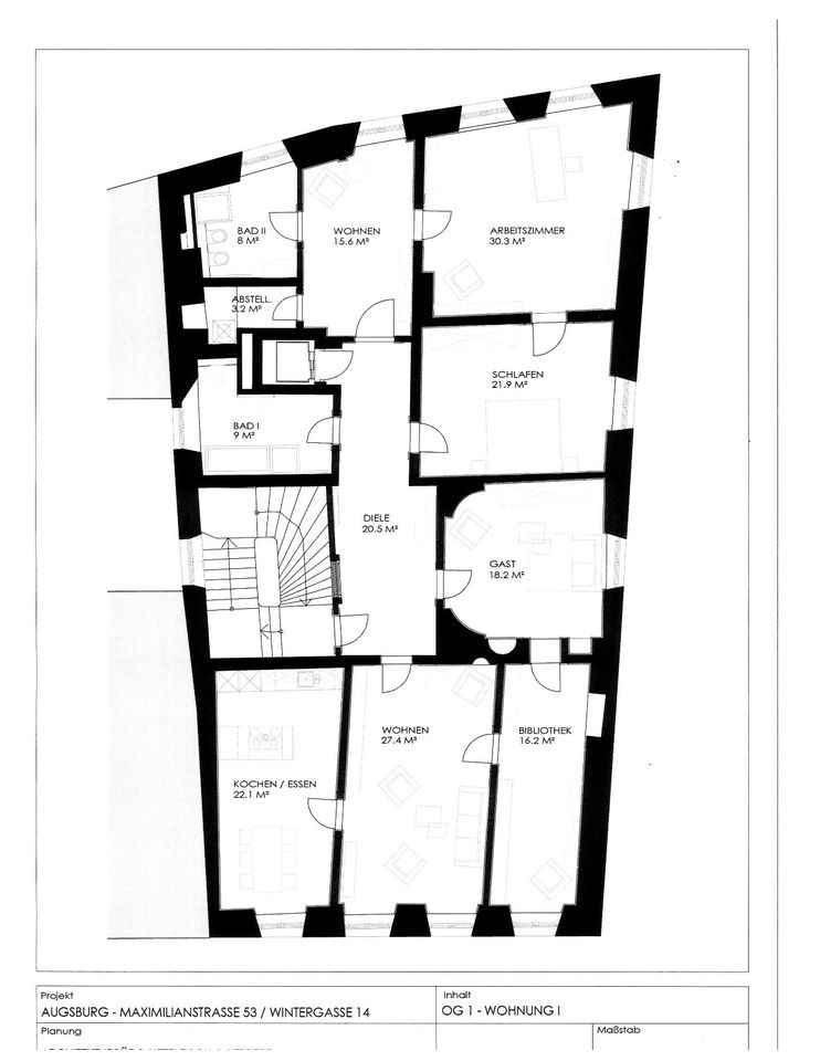 Altbauliebhaber! Große 5 Zimmerwohnung mit EBK, Fahrstuhl und 2 Bädern im Herzen Augsburgs! in Augsburg