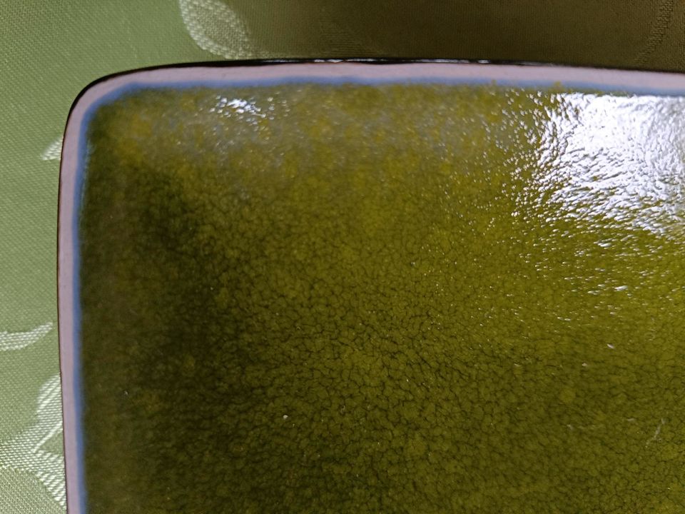 Servierplatte, längliche Dekorplatte, grün , Länge 46 cm in Nehms