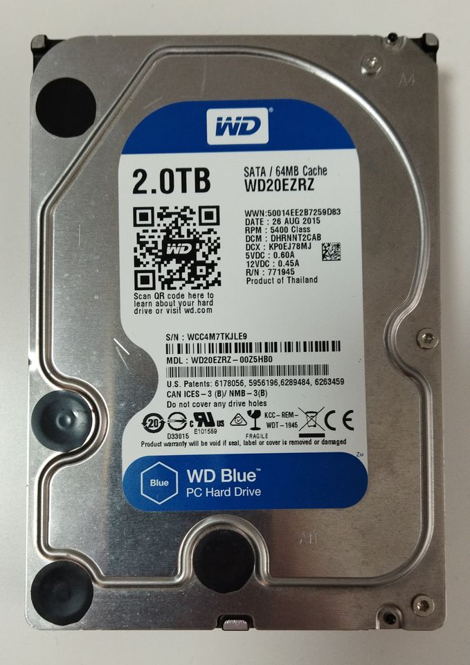 WD Blue 2TB SATA Festplatte 3,5" 2000GB Western Digital WD20EZRZ in Rheinstetten