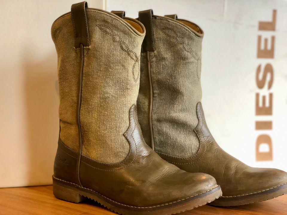 Diesel* Totem Boots, Western Look, 37/38, olive grün in Wetter (Ruhr)