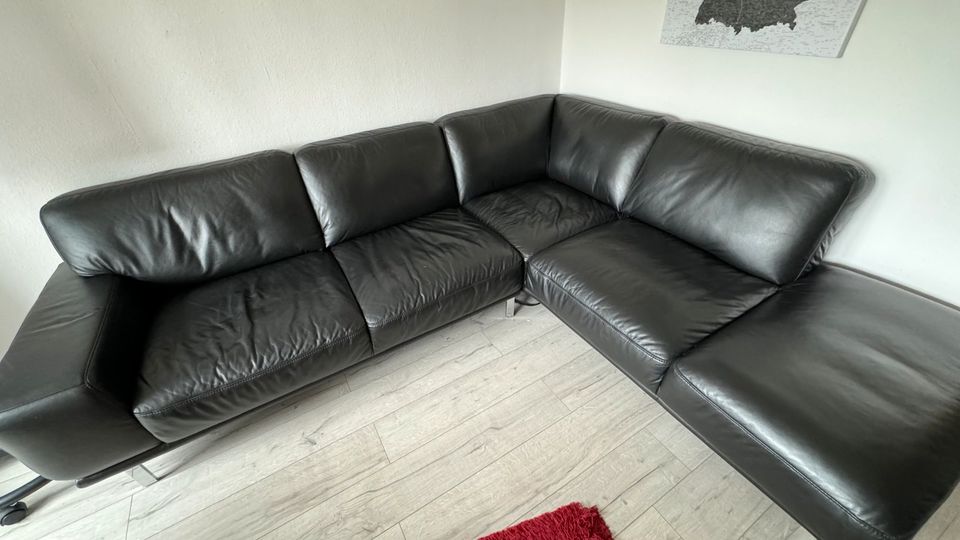 Ledersofa Schwarz (echtes Leder) in Gelsenkirchen