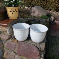 große Pflanz Übertöpfe Scheurich Keramik weiß Blattmotive Set Mecklenburg-Strelitz - Landkreis - Burg Stargard Vorschau