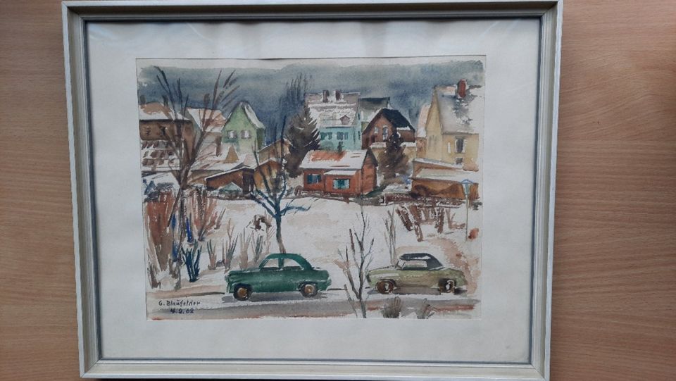 Bild, Aquarell von G. Blaufelder  Jahr 1962, 43 cm x 34 cm in München