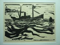 EMIL NOLDE - Holzschnitt 1910 "Fischdampfer Niedersachsen - Lindhorst Vorschau