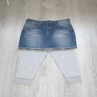 Jeans Minirock blau mit 3/4 Leggings Spitze grau 38 Hessen - Großenlüder Vorschau