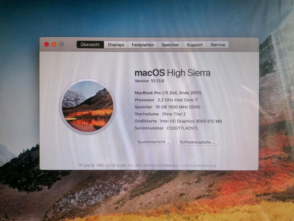 MacBook Pro 2011 15", 16 GB, 480 GB SSD in Peine