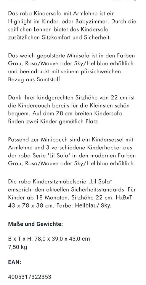 eBay Neuwertig Kleinanzeigen in Kleinanzeigen hellblau | ist - Bayern jetzt Kindersofa Iller Altenstadt roba