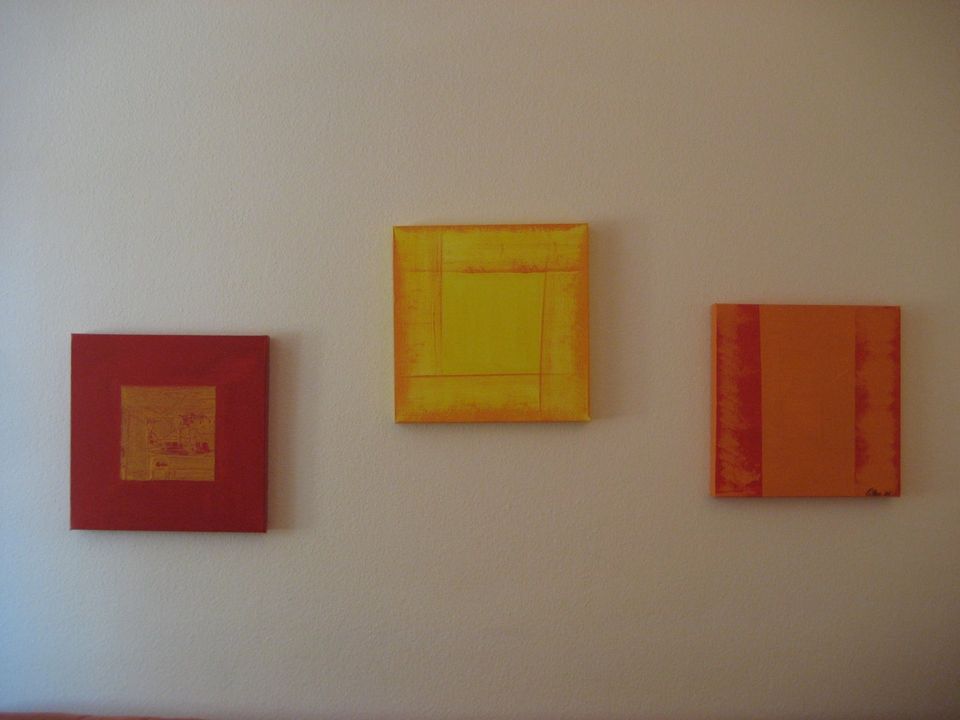 Gemälde abstrakt bunt 3 Stück Öl auf Leinwand UNIKATE 40x40 cm in München