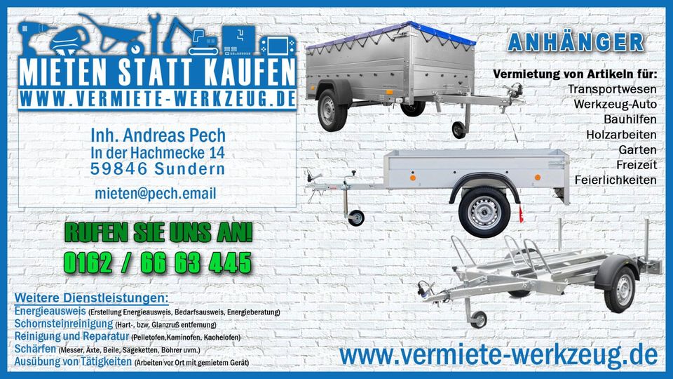 ⚡ Mieten Autotransporter Anhänger Trailer Maschinenanhänger ⚡ in Sundern (Sauerland)