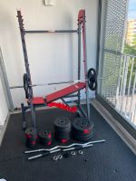 Fitness-Set: Rack - Bank + 130kg Gewichte ( Neupreis > EUR 600) München - Ramersdorf-Perlach Vorschau
