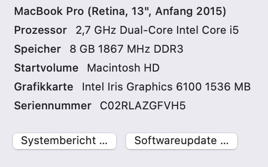 MacBook Pro, 250gb, 13 Zoll, 2015, 8gb, i5, 2,7 GHz in Dresden