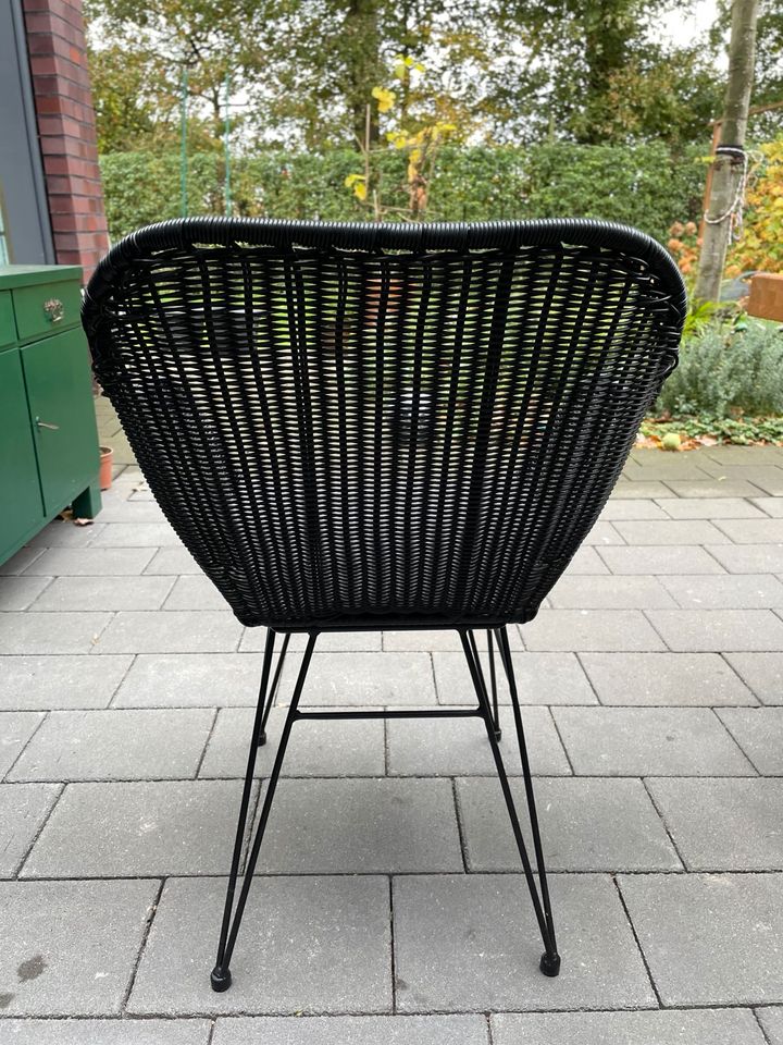 6 Gartensessel Capetown schwarz Rattan & Geflecht in Bocholt