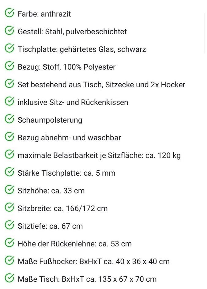 Tisch Anthrazit *NEU*  135x67x70cm in Mertingen