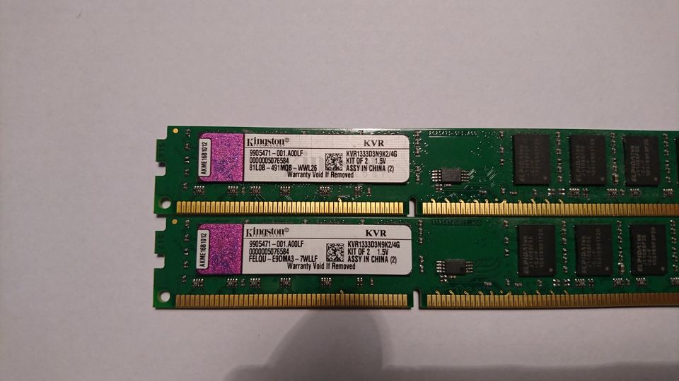 Kingston 2x2GB | PC3 – 10600 | DDR3 SDRAM | KVR1333D3N9/4G in Holle