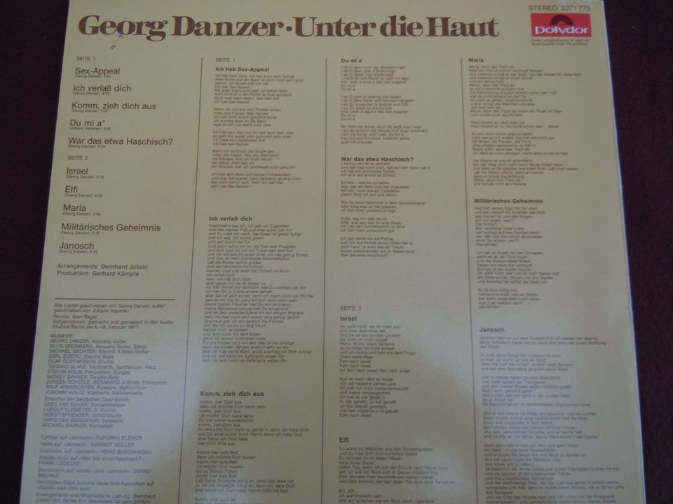 Georg Danzer - Unter die Haut - LP 1977 in Eitorf