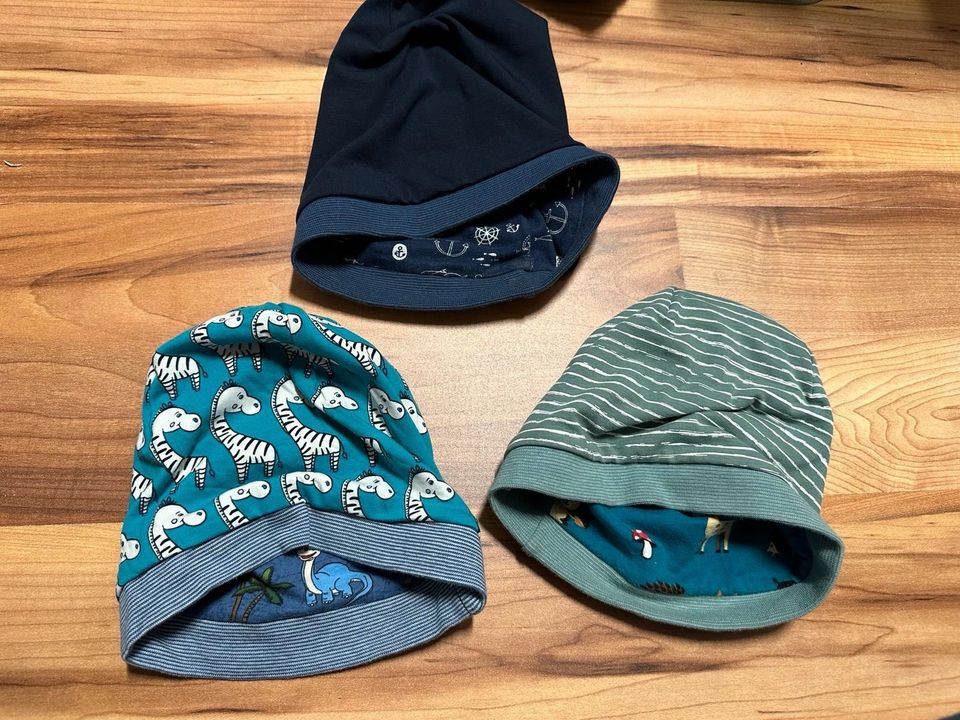 DIY Mütze Wendemütze blau Dino Fuchs maritim 40 42 45 Beanie in Grevesmuehlen