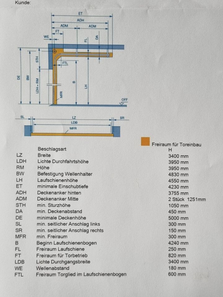 Hörmann Sektionaltor - SPU F42 - 3400x3950 - Antrieb - Micrograin in Bad Tennstedt