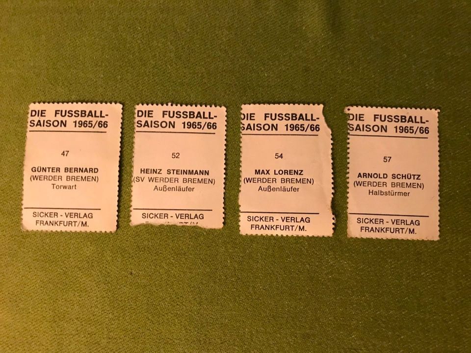 Fußball, 4 Sammelbildchen Sicker Sai 1965/66 Werder Bremen in OT Weiher