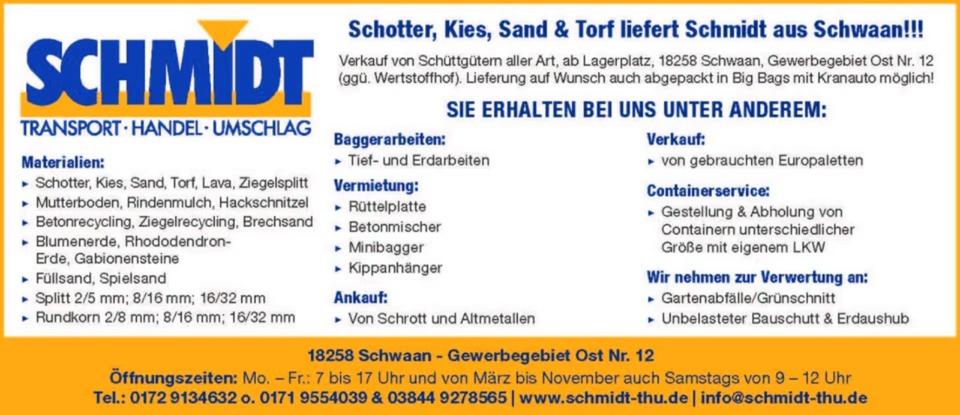 Verkauf Betonrecycling, Mutterboden, Kies, Sand , Splitt...etc in Schwaan