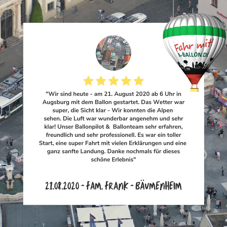 ♥️ Exklusive Ballonfahrt zu zweit ♥️ Romantik pur in Augsburg