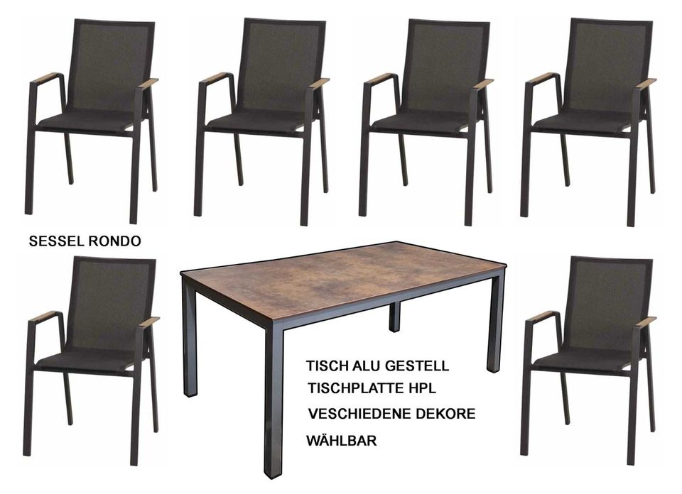 TISCH Star 180 x 100 cm + 6 STAPELSESSEL Rondo Stapelsessel in Altdorf